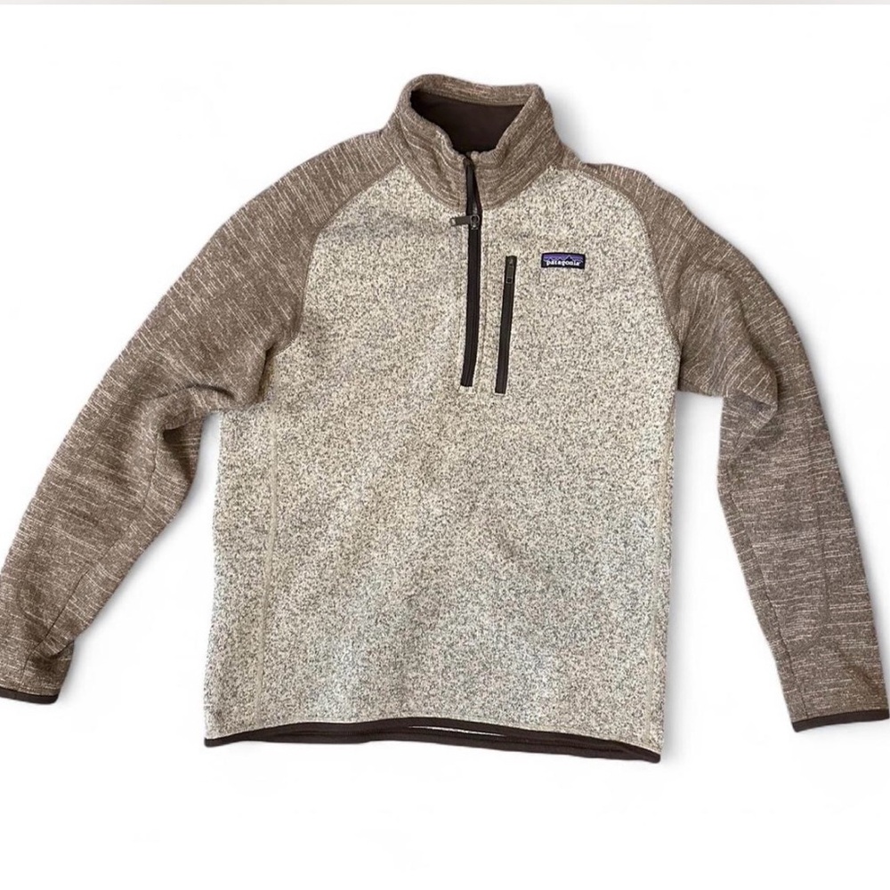 Patagonia Two-Tone Half-Zip Pullover - Cream & Brown